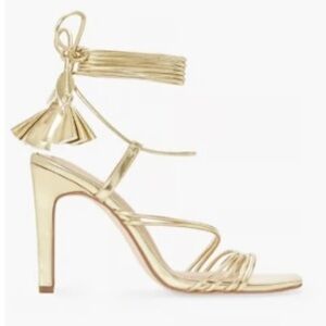 JustFab Gold Gladiator Tassle Heels.